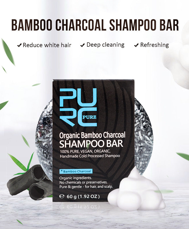 Bamboo Charcoal Shampoo Soap Bar - Natural Hair Cleanser
