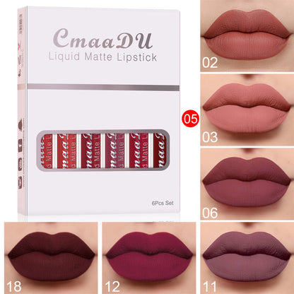 Matte Waterproof Lipstick Set - 6 Long-Lasting Lip Colors