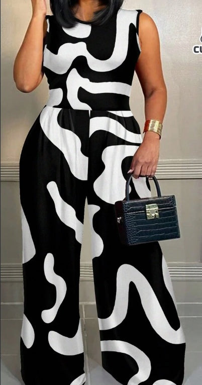 Geometric Sleeveless Jumpsuit