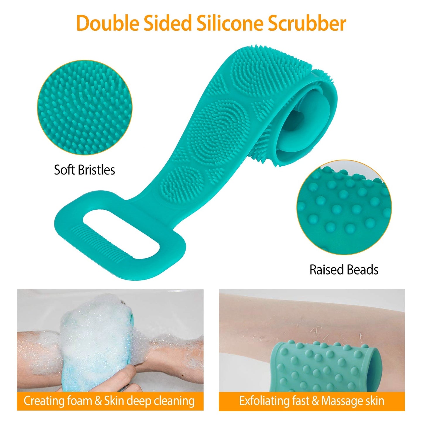 Silicone Back Scrubber Belt - Exfoliating Shower Brush