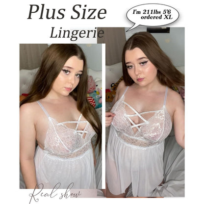 Plus Size Babydoll Lingerie - Comfortable V-Neck Nightgown