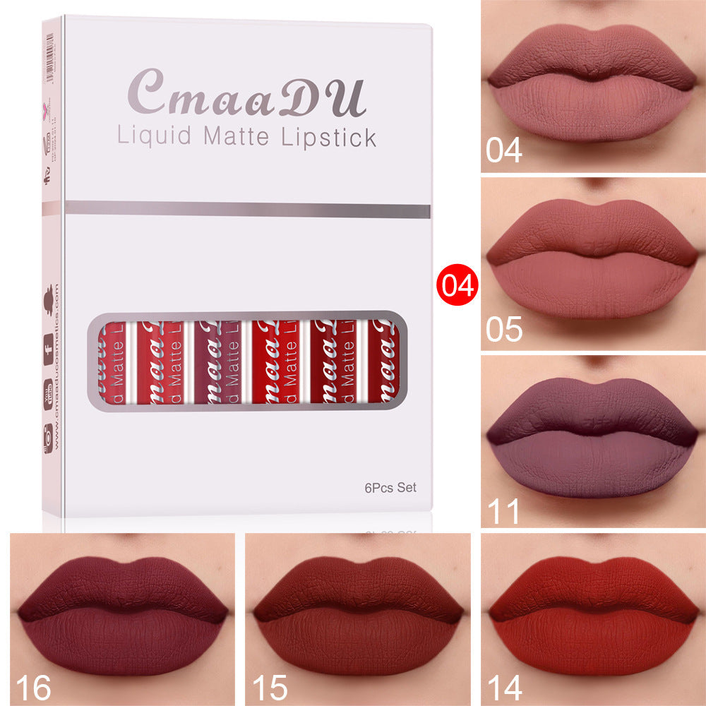 Matte Waterproof Lipstick Set - 6 Long-Lasting Lip Colors