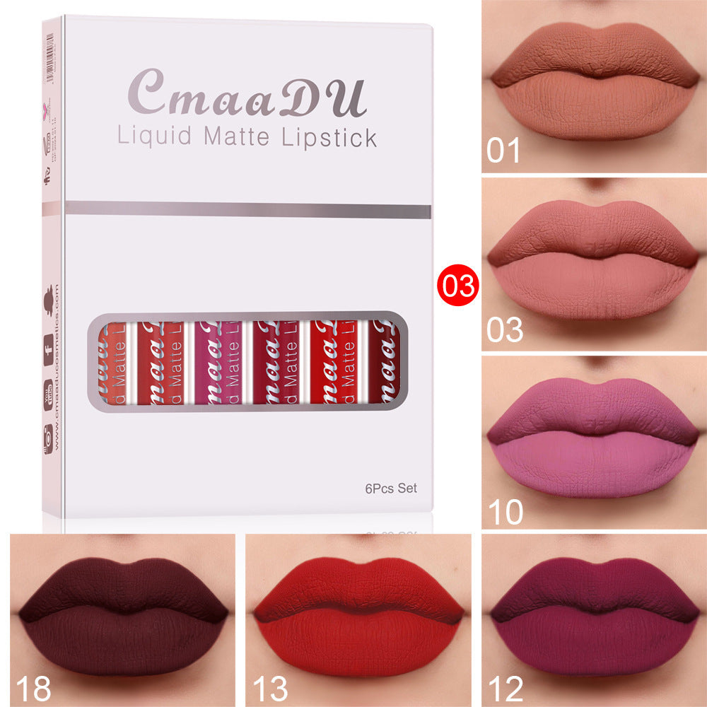 Matte Waterproof Lipstick Set - 6 Long-Lasting Lip Colors