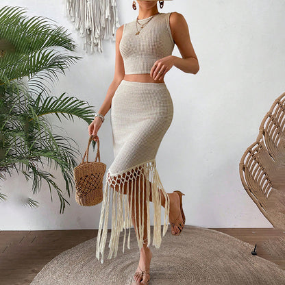 Women's 2-Piece Skirt Set - Crop Top & Bodycon Skirt