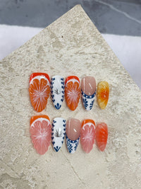 3D Grapefruit Press-On Nails