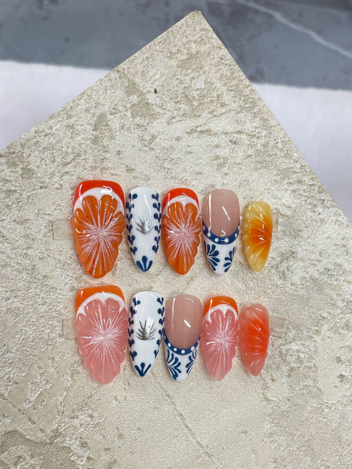 3D Grapefruit Press-On Nails