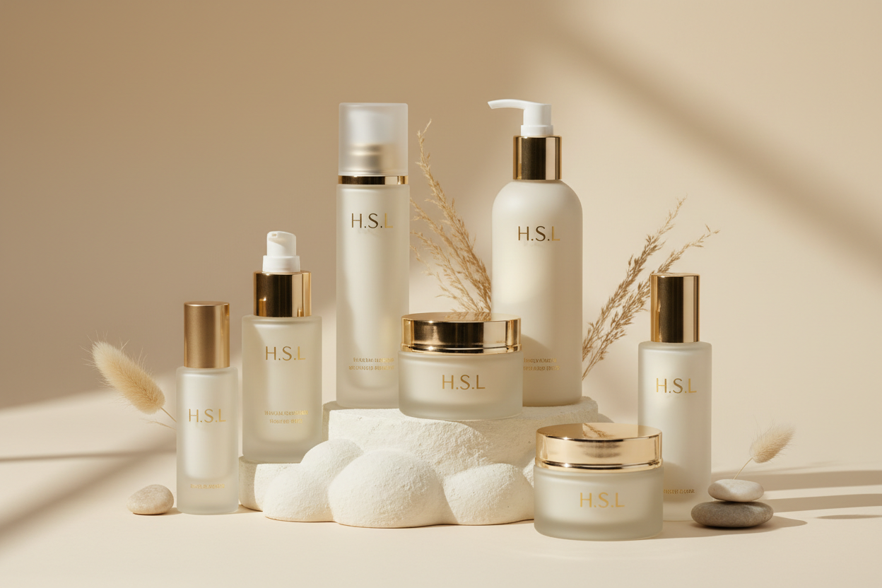 beige and gold H.S.L products luxury clean image