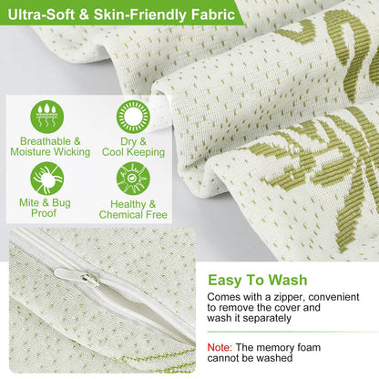 Bamboo Memory Foam Pillow - Cervical Neck Support (S-L)