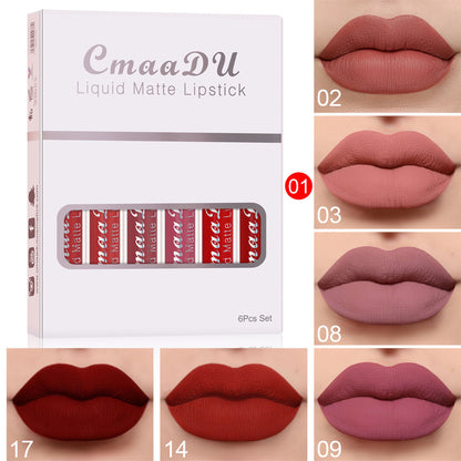 Matte Waterproof Lipstick Set - 6 Long-Lasting Lip Colors